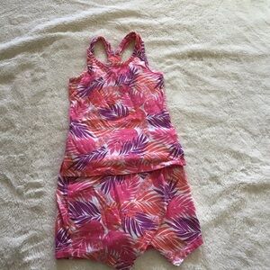 🌿 Girls Size 4 Tank & Skort Set – 1989 Place Pink & Purple Leaf Print